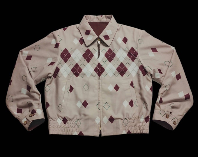 Rockabilly Reversible Beige Argyle Gab Jacket Imperial VLV