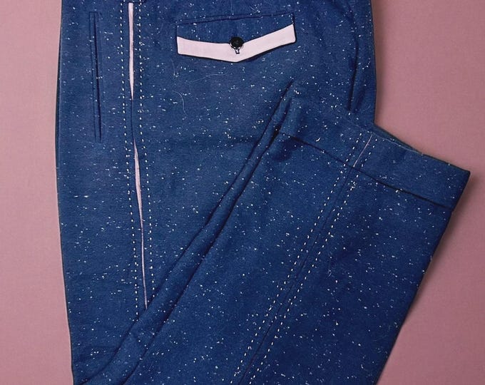 READY STOCK - Campus Style Pistol Pants Navy With Pink Flecks