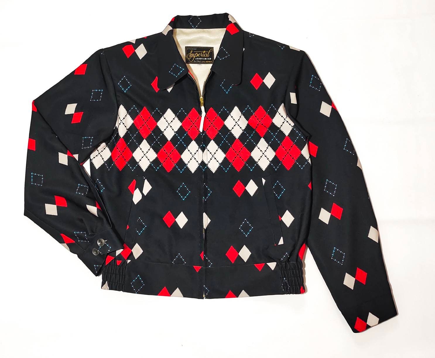 Rockabilly Argyle Jacket Black VLV Etsy