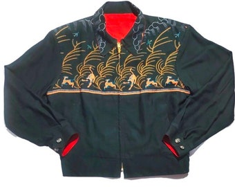 Deers & Tigers Reversible Ricky Jacket Forest Green Rockabilly