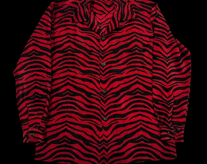 Red & Black Animal Print Cord Shirts Rockabilly Imperial
