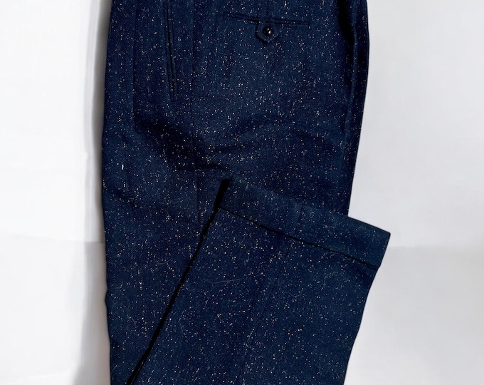 Rockabilly Indigo Fleck Slacks Wool Drop Loop VLV
