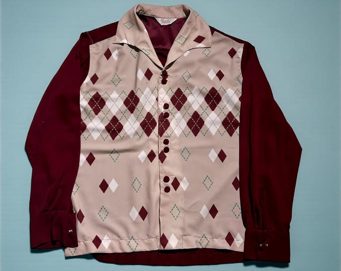 Imperial Brown Two Tone Argyle Long Sleeve Shirt