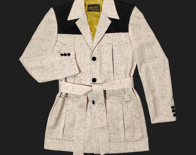 Two Tone Fleck Gabardine Hollywood Jacket Rockabilly Available In White And Beige