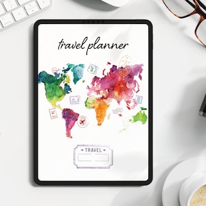 Digital Travel Planner | iPad Goodnotes, Colorful Travel Planner | Travel Journal Digital | Travel Stickers | Traveler Gift | 30 days