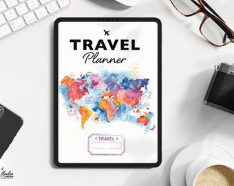 Digital Travel Planner | iPad Goodnotes, Colorful Travel Planner | Travel Journal Digital | Travel Stickers | Traveler Gift | 14 days Color