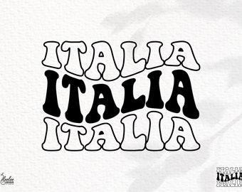 Italia Text SVG | Italia Retro Digital Download in svg, dxf, png, pdf | Italy Travel Mark | Compatible: Cricut, Silhouette and More!