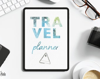 Digital Travel Planner | iPad Goodnotes,  Neutral Travel Planner | Travel Journal Digital | Travel Stickers | Traveler Gift | 7 Neutral Days