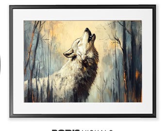 Vintage Howling Wolf Art Print: Rustic Home Decor (Digital Download)