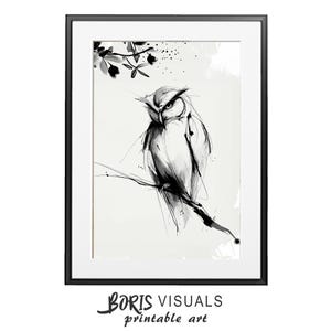 Schwarzweiße Eule, Skizze, Minimalist, Vintage, Zeichnung, Eule, Malerei, Eulenliebhaber, Digitaldruck, Natur, Print
