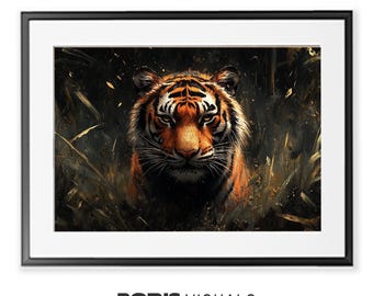 Jungle Tiger Art Print: Dark Tiger Printable (Digital Download)