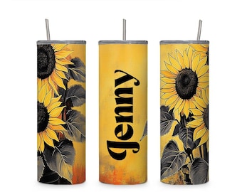 Sunflower Tumbler Wrap PNG: Personalized 20oz Sublimation Design (Digital Download)