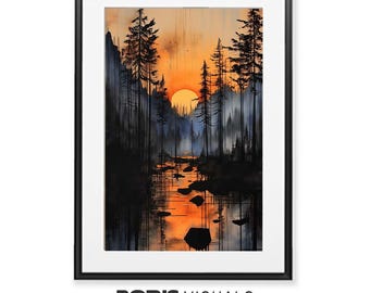 Bergbach Sonnenaufgang Bild: Naturinspirierte Wandkunst (Digitaler Download)