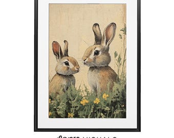 Vintage Bunny Print: Antique Style Rabbit Wall Art (Digital Download)