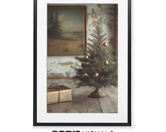 Impressão de árvore de Natal vintage: arte de parede natalina (download digital)