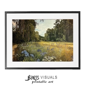 Wildflower Landscape Printable Meadow Wildflower Landscape Digital Meadow Landscape Print Wildflower Meadow Landscape