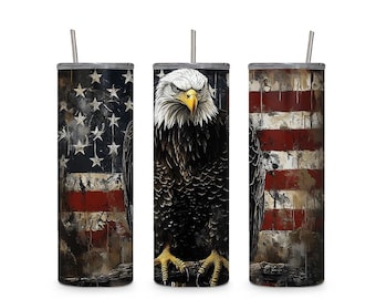 American Flag Bald Eagle 20 oz Tumbler Wrap (Digital Download)