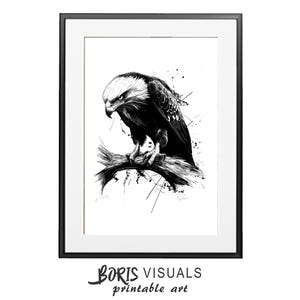 Black and White Bald Eagle Sketch Minimalist Vintage Bald Eagle Drawing Bald Eagle Lovers Print Digital Print American Eagle Printable