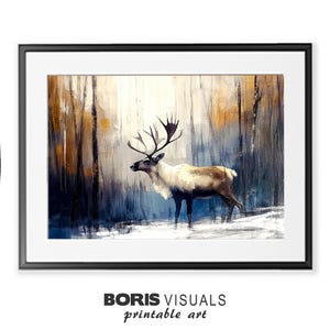 Caribou Print Scandinavian Decor Rustic Home Decor Printable Reindeer Wall Art Nature Inspired Decor Caribou Decor Modern Caribou Art