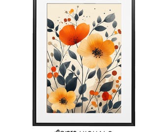 Colorful Floral Illustration Art Print: Bohemian Abstract (Digital Download)