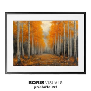 Aspen Grove Landscape Print Autumn Aspen Inspired Downloadable Art Printable Wall Art, Autumn Aspen Forest