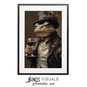 Victorian Frog Print Gentleman Dapper Frog Lover Art and Digital Printable Victorian Frog Gentleman Printable Dapper Frog