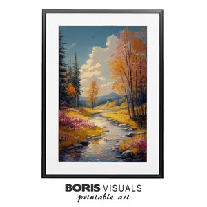 Spring Stream Landscape Print Nature Inspired Downloadable Art Printable Wall Landscape Art Mountain Stream Landscape