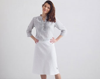 Linen Skirt Various Colours. A-Line Skirt, Knee length. 100% European washed linen. Any size