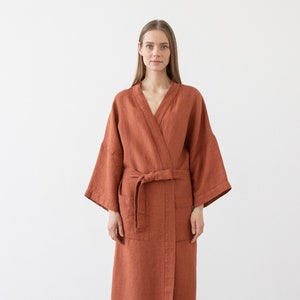 Waffle Linen Bath Robe for Woman in Rust. Brick Waffle Spa - Etsy
