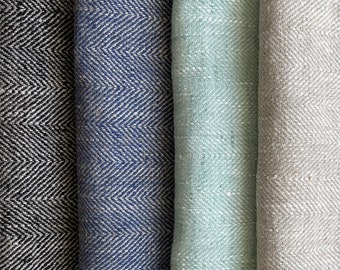 Heavy Weight Chevron, Herringbone Linen fabric by the yard or meter. 260 gr/m2, 140cm width. Linen fabric for decor pillows, curtain