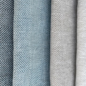 Washed Linen fabric by the yard or meter. Width 275cm / 108. Linen fabric for bedlinen, curtains and table linen. Rhomb Weave image 1