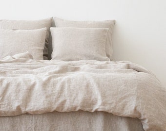 Washed Linen Duvet Cover Natural * Queen, King and other sizes * Pure European linen *Button Closure * Available in various colors.