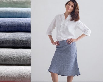 Melange Linen Skirt Various Colors. A-Line Skirt, Knee length. 100% European washed linen. Any size. Prewashed. Ready to ship in 1-2 days