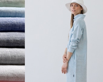 Linen Shirt Dress Melange Various Colors. Washed linen clothing. Drop shoulder shirt dress. Linen everyday shirt. Oversized linen shirt