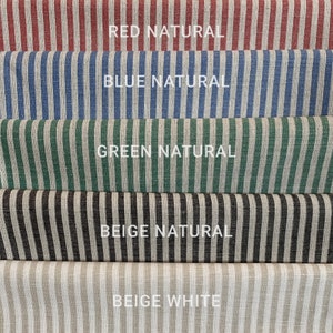 Striped Linen Cotton Mix fabric by the yard or meter, Medium Weight 190 gr/m2, Linen fabric for bags, aprons, table linen, dish tea towels.