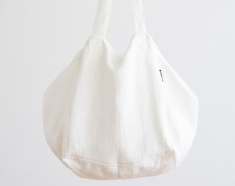 Linen Shopping Bag in Off White. Linen Market Bag. Linen Hand Bag. Linen Tote Bag. Linen Beach Bag. European flax. Prewashed. Various Colors