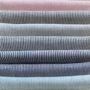 Striped Linen fabric by the yard or meter. Width 150 cm / 59". Any length linen fabric. Washed, Unwashed  linen fabric for sewing.