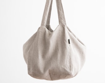Linen Beach Bag in Natural. Linen Shopping bag. Linen Hand Bag. Natural Washed Linen. European linen. Linen Tote Bag. Linen Market bag.