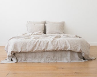 Natural Linen Bedding Set, Washed * Linen Duvet cover & 2 Pillow cases * 100% European linen *Hand Made *Button Closure