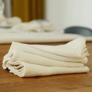 Washed Linen Napkins in Cream, Ivory colour. Herringbone weave, washed heavy linen napkin any quantity. Table decor, table linens.