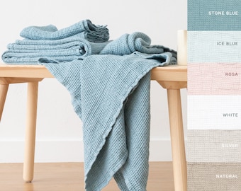 Linen Waffle Big Towels Various Colours: Towel Set, Bath Towel, body linen towels. European flax linen, Super Absorbent.