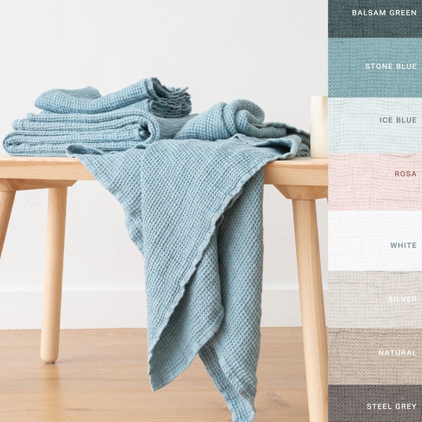 Linen Waffle Big Towels Various Colours: Towel Set, Bath Towel, body linen towels. European flax linen, Super Absorbent.