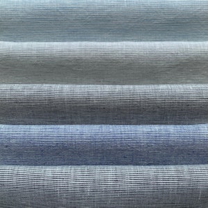 Pinstripe Linen fabric by the yard or meter Various Colors. 165 gr/m2. Any length linen fabric. Washed, Unwashed  linen fabric for sewing.