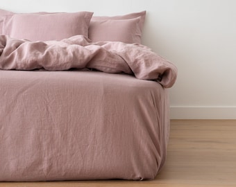 Crushed Linen Fitted Sheet in Various colours. King, Queen, Custom size linen fitted sheet, linen bedding. 100% European Linen