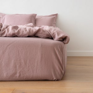 Crushed Linen Fitted Sheet in Various colours. King, Queen, Custom size linen fitted sheet, linen bedding. 100% European Linen