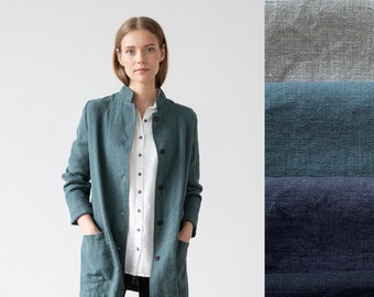 Heavy Linen Jacket Paolo in 4 Colors. Washed and super soft linen jacket with pockets and buttons. European flax certified linen