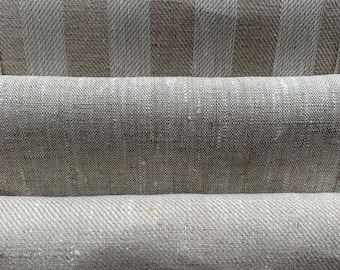 Heavy Weight Linen fabric by the yard or meter in Natural and Off White mix. Linen fabric for pillows, upholstery, 285 gr/m2. Twill, Melange