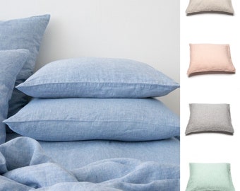 Melange Weave Pillow Case in Various colors. Standard, Euro, King and other sizes * Washed 100% European linen, Envelope Style.