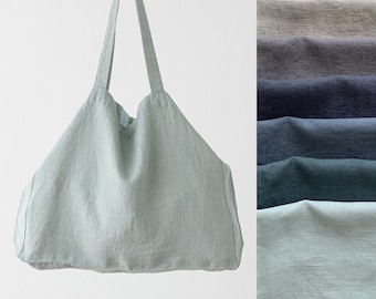 Heavy Linen Bag in Various Colors, Linen Market Bag, Linen Hand Bag, Linen Shopping bag, Washed Linen bag. READY TO SHIP. Gift bag