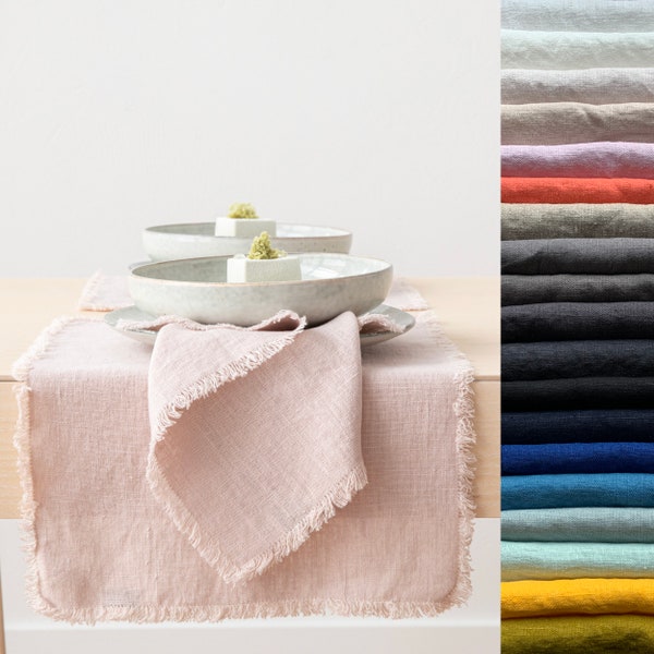 Handgemaakt gewassen linnen placemat in verschillende kleuren. Rustiek geweven, gewassen zware linnen placemat elke hoeveelheid. Tafellinnen, tafelmat.